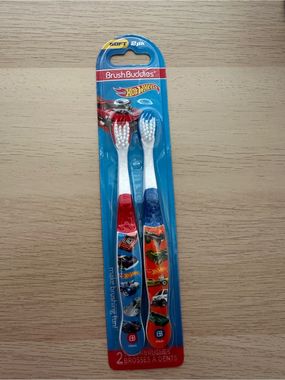 Hot Wheels Brush Buddies Kids Toothbrushes - Red & Blue